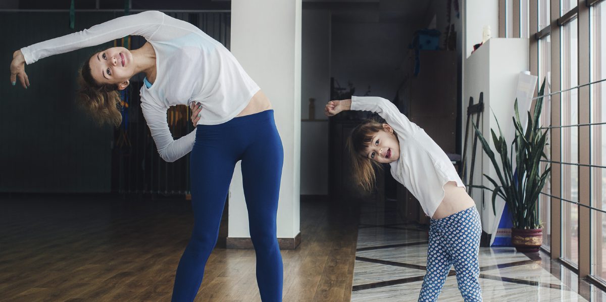 Charming family spends time in the gym